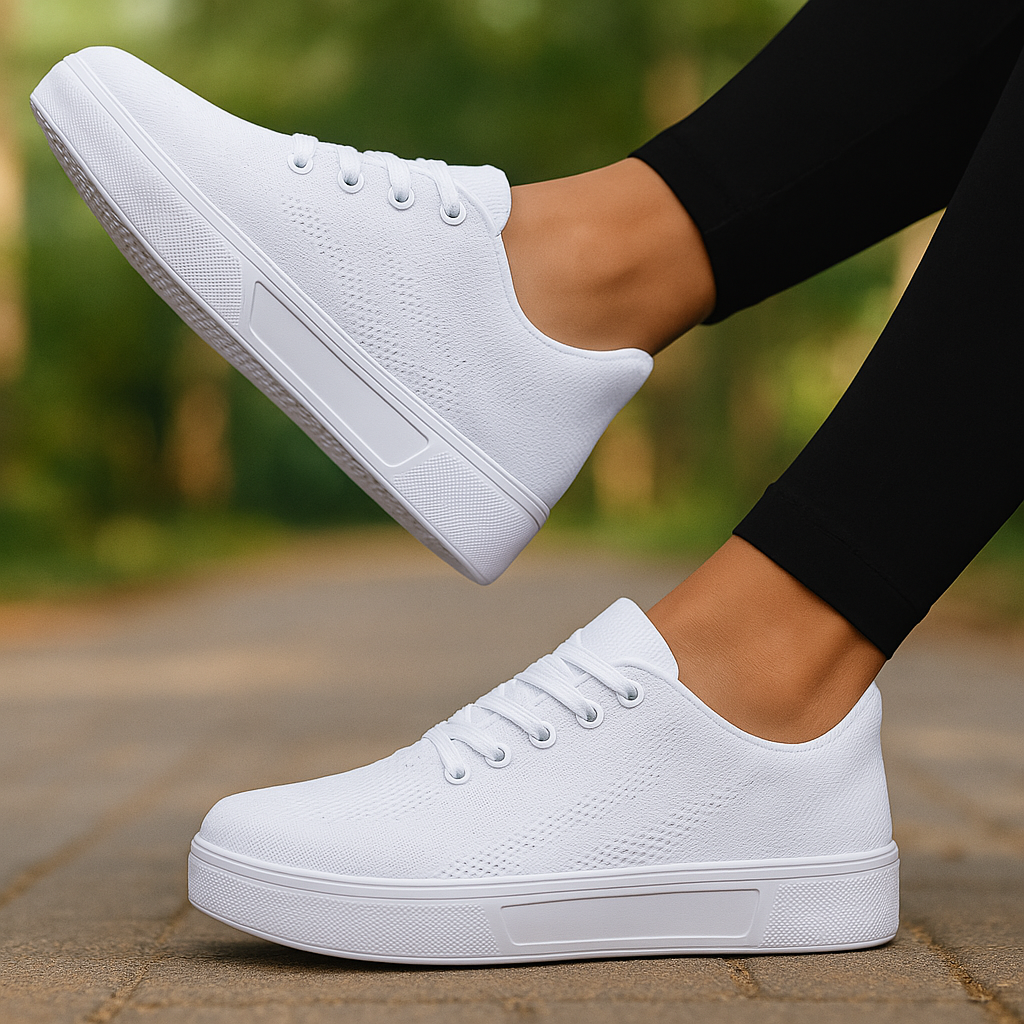 Clara - Baskets Femme Orthopédiques Respirantes et Légères en Cordon Blanc-3