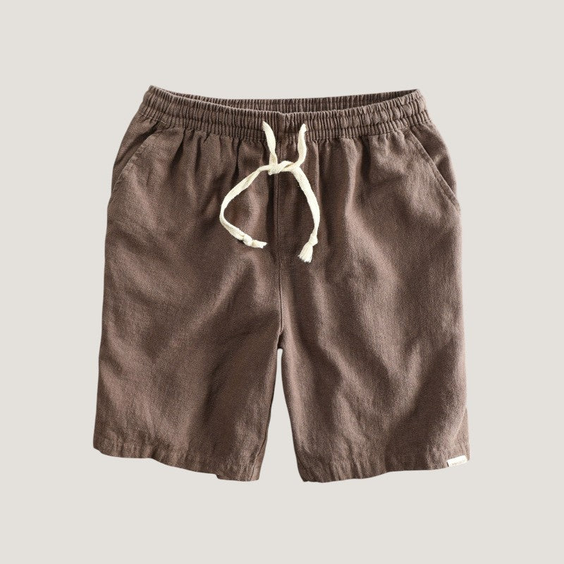 Terramalux-Men Set-Chemise cubaine jacquard et shorts en lin-coton