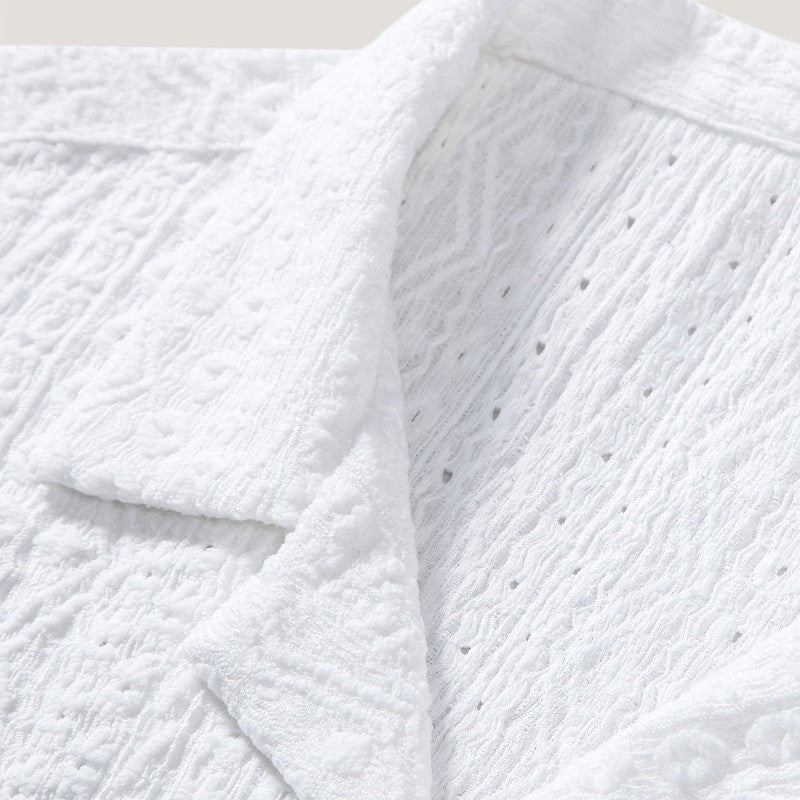 Terramalux-Men Set-Chemise cubaine jacquard et shorts en lin-coton