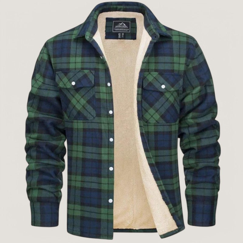 Terramalux-Winter jacket-Veste à carreaux pour hommes avec doublure en fleece